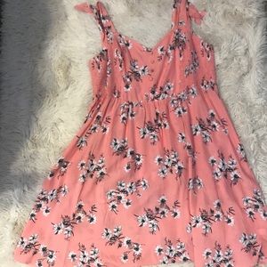 Light pink tie straps summer plus size dress